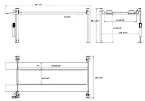 APlusLift HW-4P11S 11000LB 4-Post Portable Storage Service Car Lift - diagram