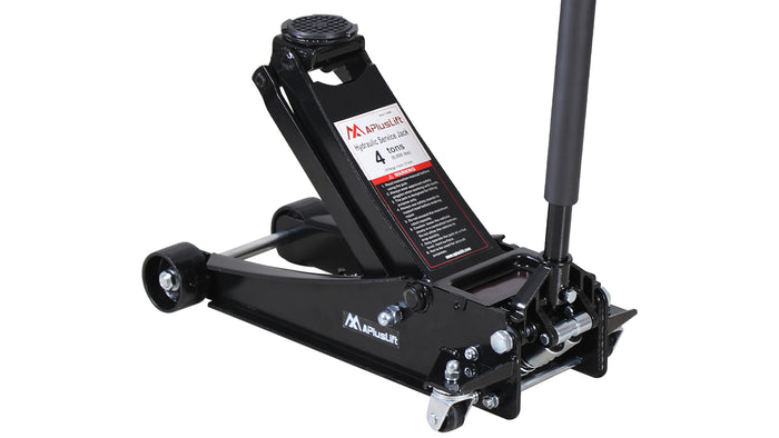 APlus FE400B 4 Ton Lower profile Steel Racing Floor Jack with Dual Pistons Quick Lift Pump for Sport Utility Vehicle, Lifting Range 3-15/16"-21", black