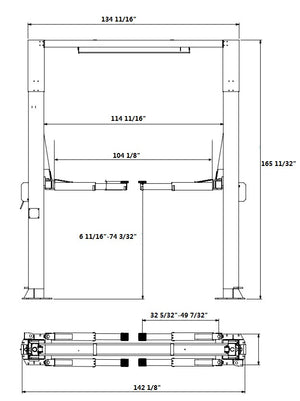 APlusLift 14000LB 2-Post Direct Drive Single Point Release Overhead Heavy Duty Car Lift AP-14SR - diagram